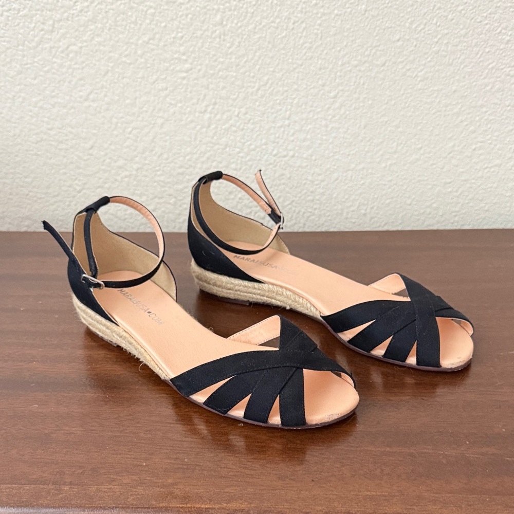 Women MARIASUSA Black Espadrille Sandals Size7